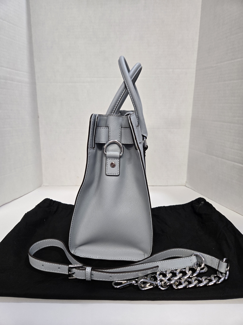 Michael Kors Hamilton Dusty Blue Lg EW Satchel Leather NWT 14.25"x12"x6.75" - Picture 4 of 14